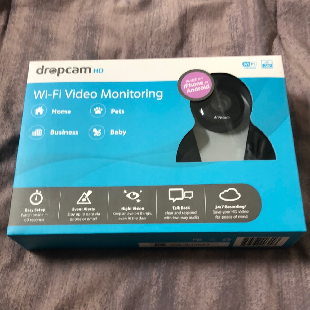 Dropcam HD Wi-Fi Video Monitoring camera. Box is open but never used.